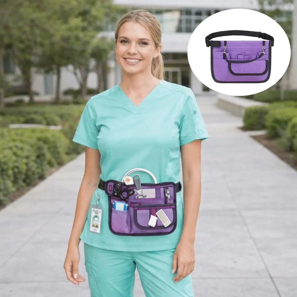 

Multi Pocket Nurse Fanny Pack Thickened Adjustable Waist Strap Tool Waist Bag Oxford Cloth Organizer Pouch Nursing Belt Bag