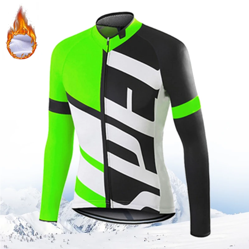 Winter Pro Cycling Jerseys Men Long Sleeves Fleece Warm MTB Shirts Bicycle Clothing Mountain Bike Jersey Outfit Windbreaker 2024