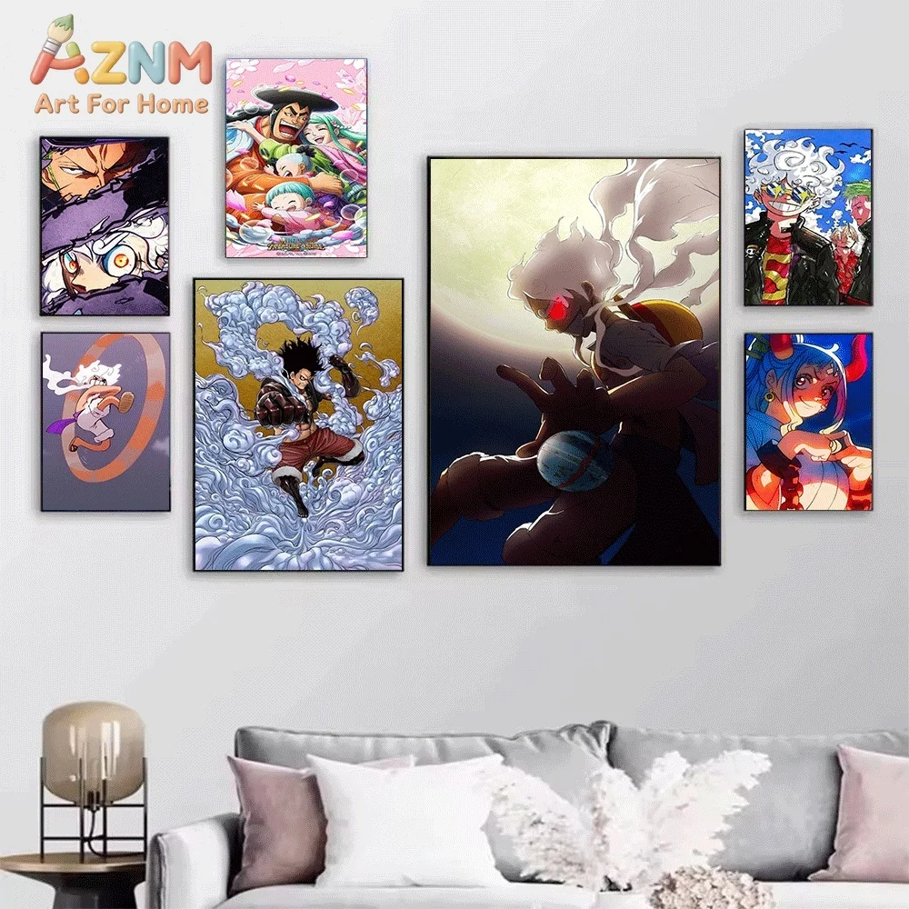 One Piece Anime Canvas Wall Art No Frame Gol D Roger Luffy Nika Manga Print Painting Bedroom Living Room Home Wall Decor Poste