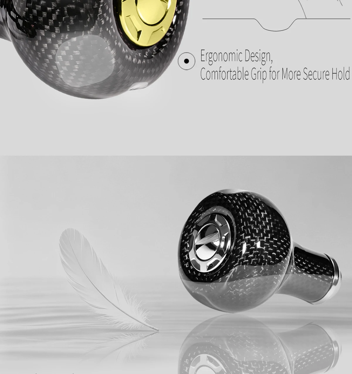 HEIGHTEN Kohlefaser-Einhandgriff für Angelrollen, DIY-Ersatzteil für Baitcasting- und Spinnrollen, Angelzubehör – Detail 6