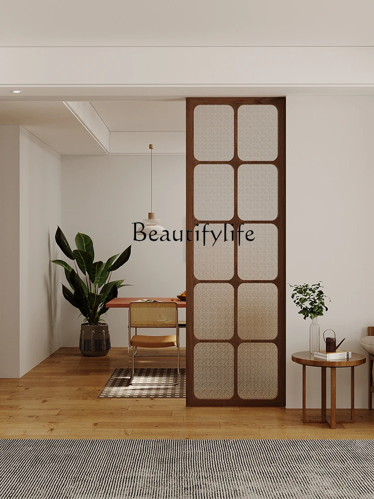 Retro Style Solid Wood Palace Grid Begonia Glass Partition Antique Style Living Room Rattan Wash Basin Screen