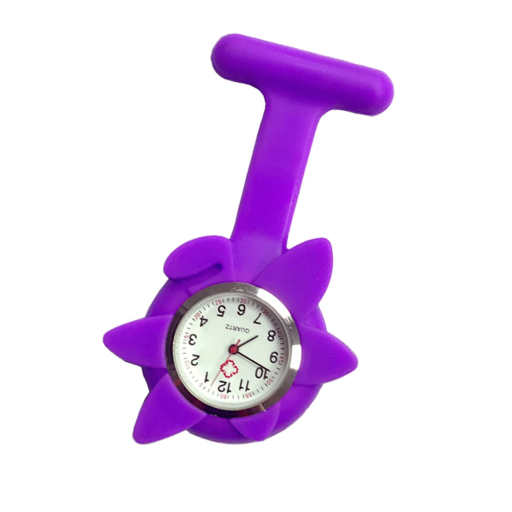 

Sunflower Shaped Silicone Hanging Watch Medical Pocket Watch For Nurse Doctor Durable Delicate Timepiece Red Simple Design Easy