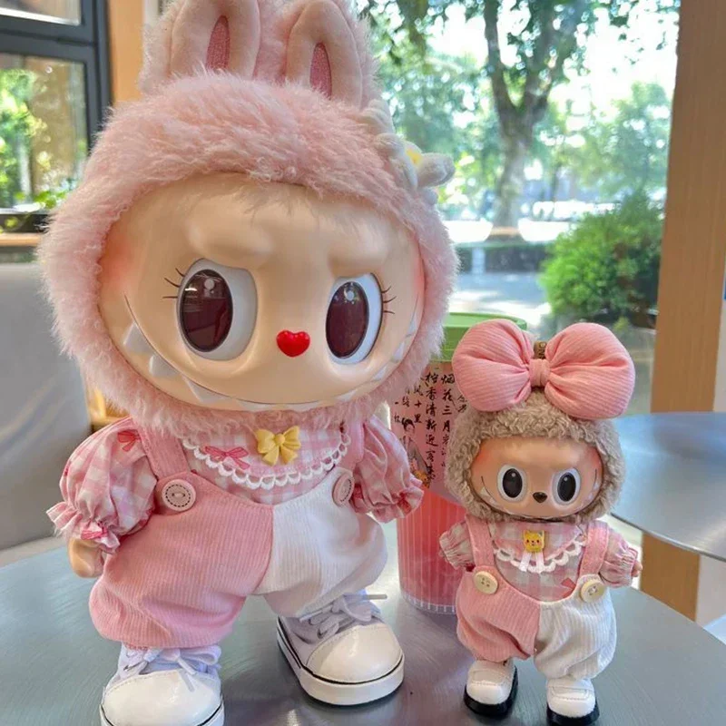 

Labubu Rubble Vinyl Plush Doll First and Second Generation Spring Wild Summer Trendy Play Color Blocked Strap Pants Set