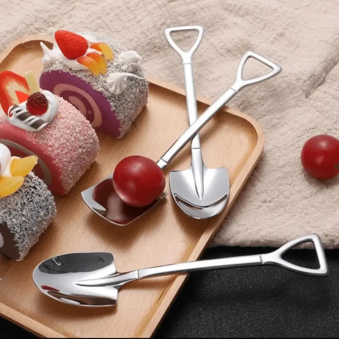 6/30pcs Shovel Spoons Stainless Steel Tea Spoons Creative Coffee Spoon for Ice Cream Dessert Tableware Household Kitchen Tools