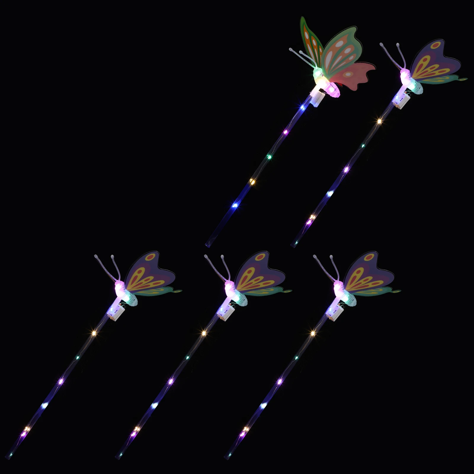 

5pcs Glitter Fairy Sticks Glow Luminous Light Cheer Party Props for Kids Plastic Environmentally-Friendly Shake Activated Safe