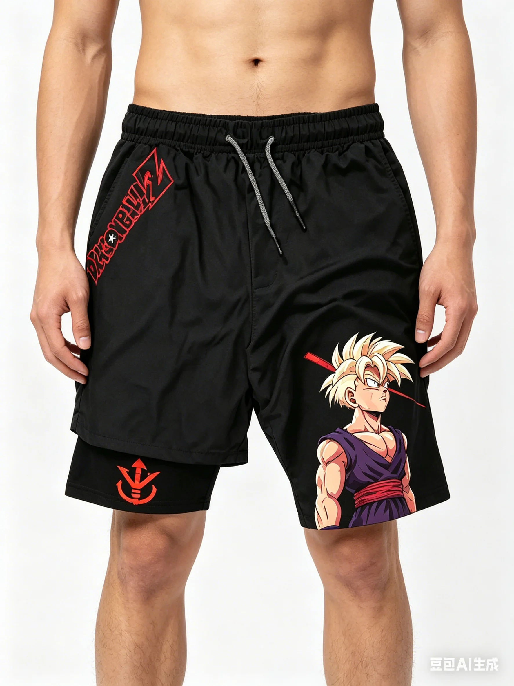 The Latest Dragon Ball GOKU Vegeta Anime Peripheral Double-layer Shorts American Men's Comfortable Sports Five-point Pants