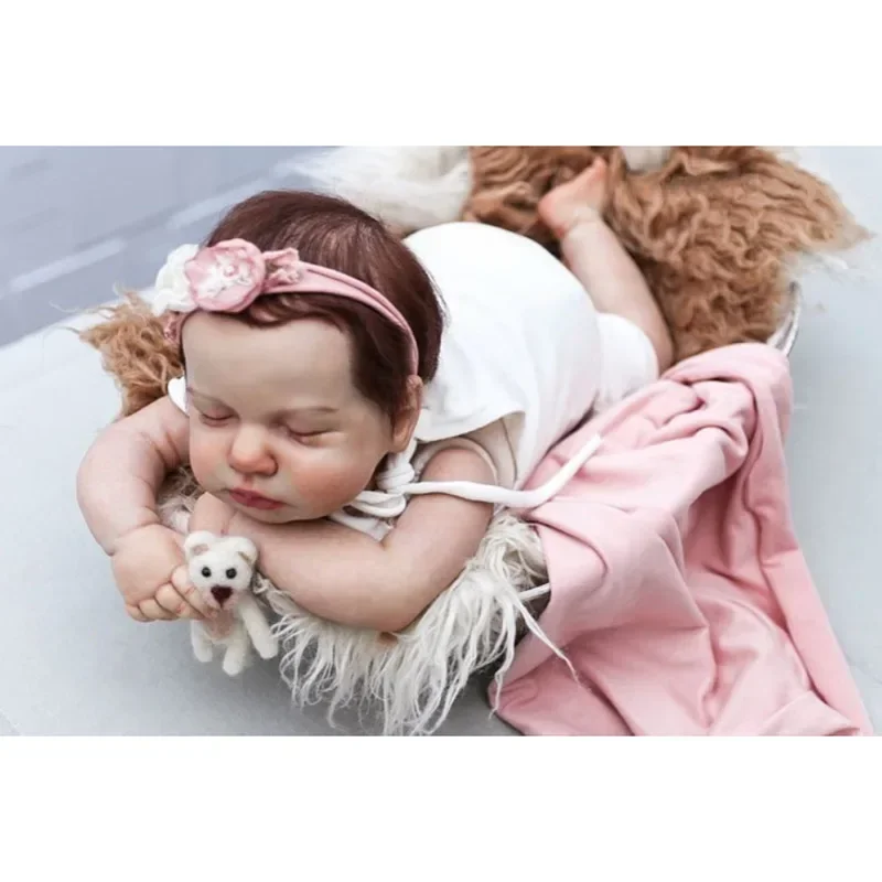 19-calowa silikonowa lalka Reborn Baby Doll Loulou z ręcznie ukorzenionymi włosami Realistyczna skóra 3D Widoczne żyły