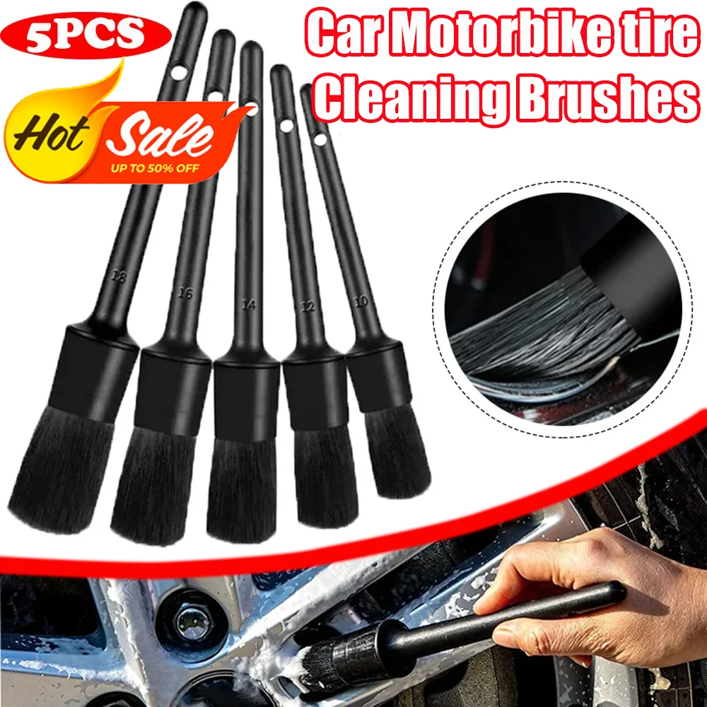 

1 Set Motorcycle Tire Cleaning Brushes Practical Black Round Air Conditioner Vent Dusting Brush Auto Clean Tools Accessories