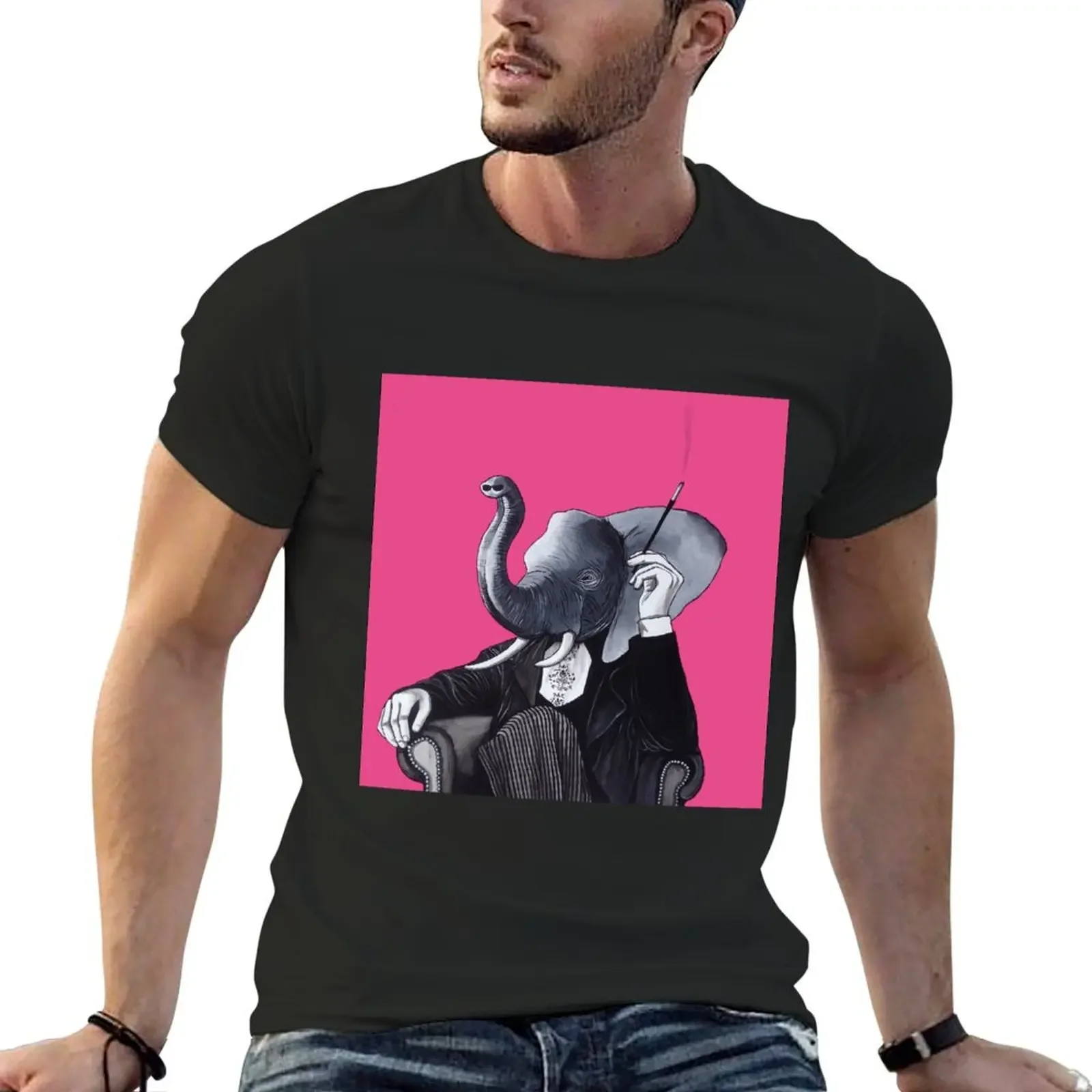 Elegant Elephant in Dinner Suit T-Shirt valentines boutique clothes Personalized t-shirt men clothings