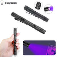 Portable 395nm UV Flashlight Ultraviolet Torch With Pen Clip Light Manual Flashlights Torches Scorpion Detection Battery Powered