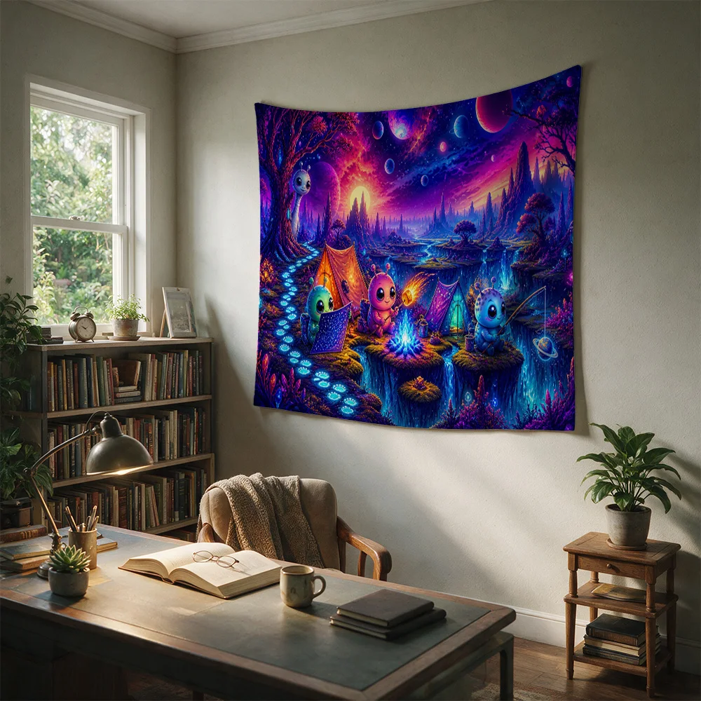 Vibrant Fantasy Galaxy Dreamscape Tapestry Boho Wall Hanging for Nursery Kids Room Decor