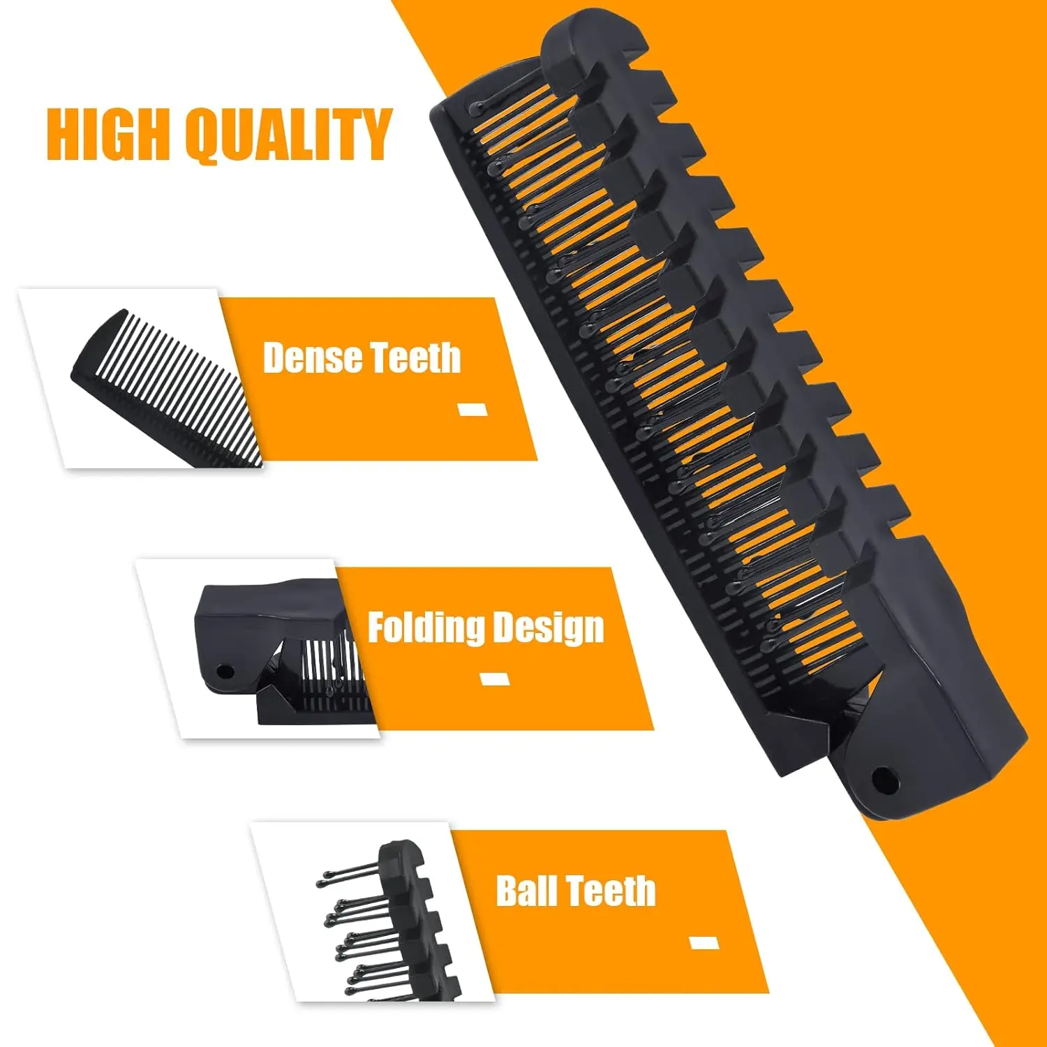 

Professional Hair Styling Tool Special for Real Hair Wigs Portable Travel Folding Comb Brush Anti-static Styling Massage Comb