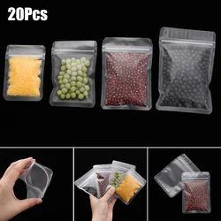 20 Pcs Matte Transparent Zip Plastic Bag Food Pouch Small Water Proof Zipper Reclosable Pouches Home Storage Organization