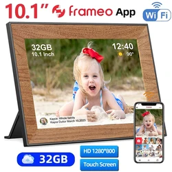 Frameo Smart Digital Photo Frame WiFi 10.1 pollici cornice in legno HD IPS Touch Screen cornice digitale 32GB per regalo di Halloween