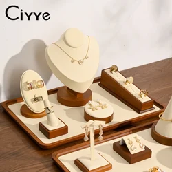 Ciyye Solid Wood Jewelry Display Prop Set Shop Window Ring Earring Necklace Bracelet Bust Pendant Jewelry Display Stand Holder