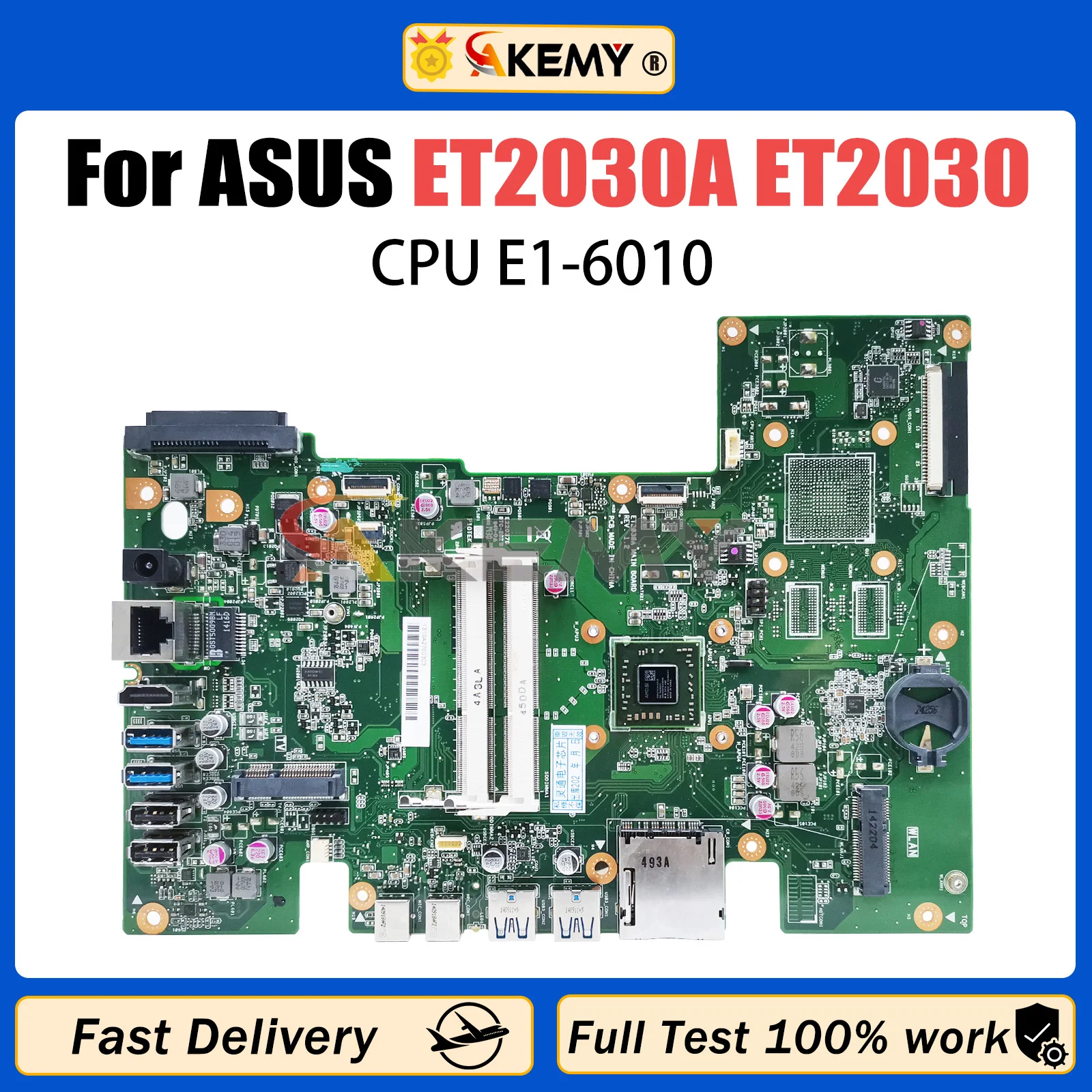 เมนบอร์ด ET2030A akemy มาเธอร์บอร์ดสำหรับ ET2030A ASUS ET2030มาเธอร์บอร์ดกับ CPU E1-6010 100% ผ่านการทดสอบแล้วว่าทำงานได้ดี