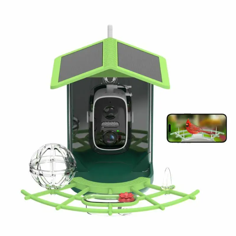 

4MP Solar WiFi Bird Feeder 1.8L Capacity 2.8mm Wide-Angle Lens Two-Way Audio PIR Detection AI Identify Night Vision Cloud