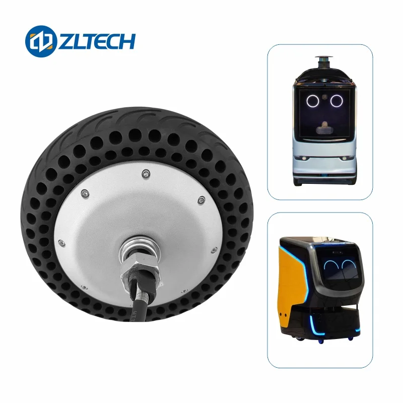 ZLTECH 10inch 24V 48V 800W 40N.m 300kg Load Brushless AGV DC Wheel Hub Servo Motor with 4096 Wire Magnetic Encoder for Forklift view 5