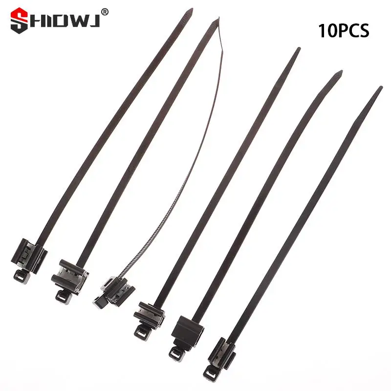 10pcs 5x200mm Car Sheet Metal Cable Tie Pipe Line Fixing Edge Vehicle Sunroof Car Window Plastic Zip Tie Wire Harness Steel Clip