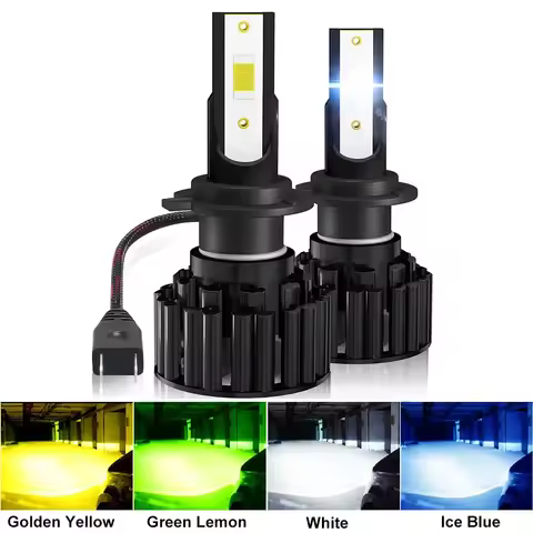 2pcs H7 LED Car Headlight 20000LM 3570 CSP H4 6000K HB3 HB4 9005 9006 H8 H11 Bulb Led Mini Auto Headlamp White Blue Yellow Green