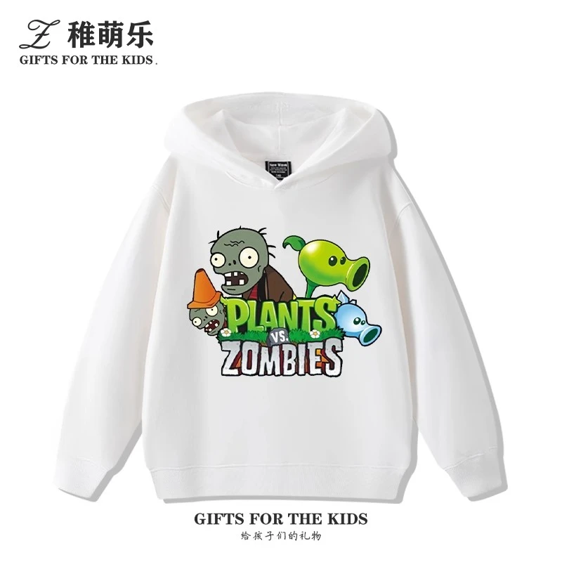سترة أطفال بغطاء للرأس وأكمام طويلة مطبوعة من Plants vs. Zombies للأولاد والبنات بلوفر كاجوال من الصوف للخريف والشتاء #3