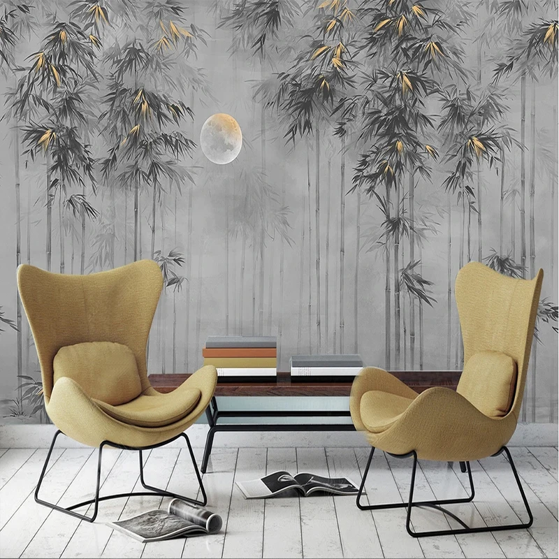 Custom Wall Mural Modern Hand Painted Chinese Ink Bamboo Forest Photo Wallpaper Living Room Bedroom Sofa Backdrop Decor Fresco