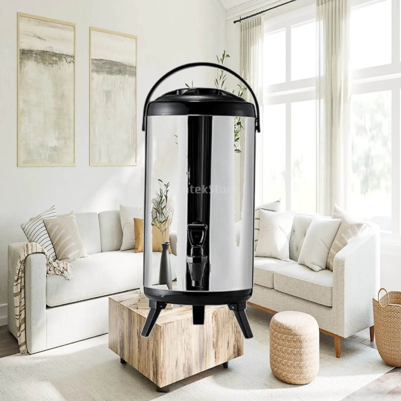Stainless Steel Drink Dispenser with Faucet Large Capacity Insulated Beverage Urn for Outdoor Stall and Buffet Catering
