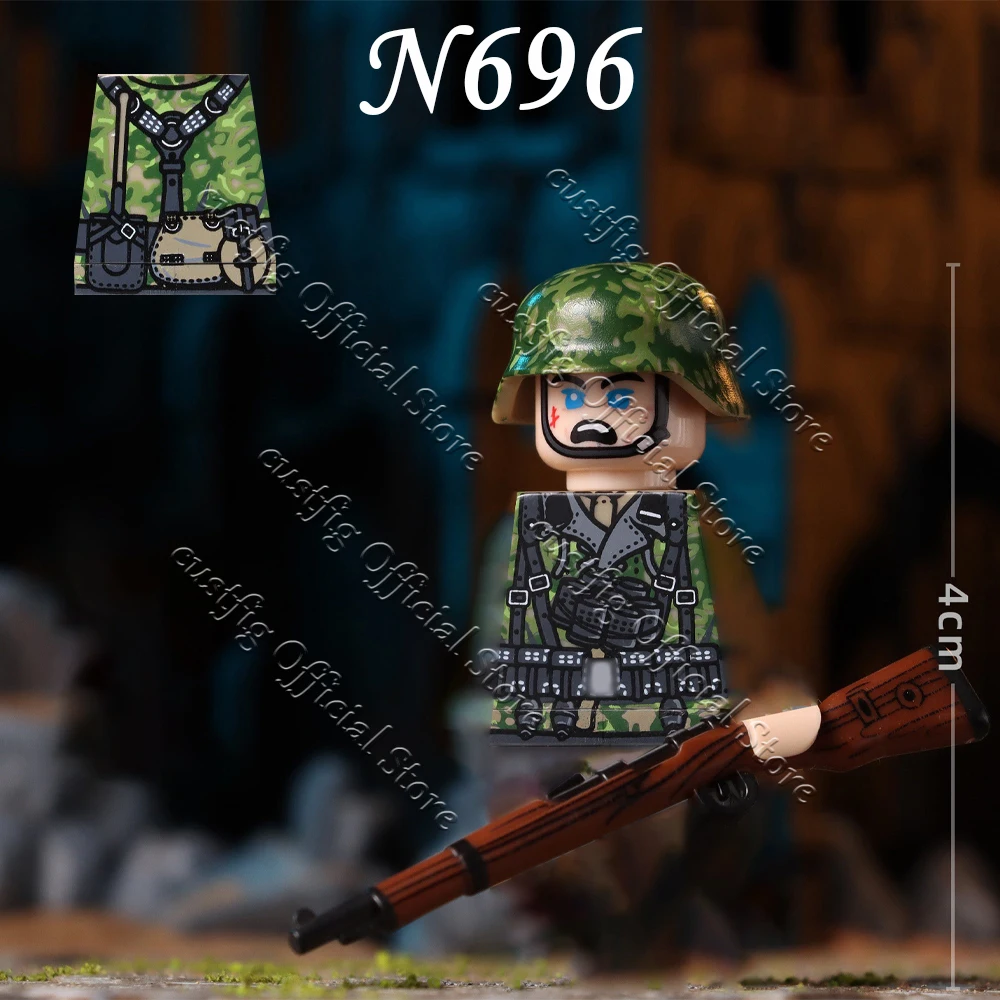 Military Army German Soldier Figures Building Blocks Spring Camouflage Warrior Infantry Arms Accessories Gun DIY Bricks Boy Toys