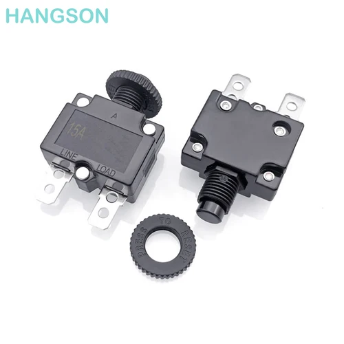 Protector de sobrecarga de corriente, interruptor de empuje 3A 4A 5A 6A 7A 7.5A 8A 10A 15A 18A 20A 25A 30A, cubierta impermeable para disyuntor térmico