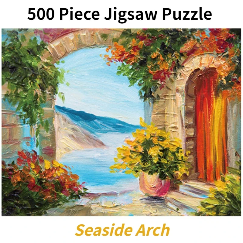 

Jigsaw Puzzle 500 Pieces for Adults Kid Monet Landscape Puzzle Toamy Seaside Arch Famous World Oil Painting Home Decoration