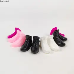 5pairs/lot Fashion Flat Shoes For Barbie Doll Accessories Flat Heel Shoes Plastic Running Shoes 1/6 Kids DIY Toys