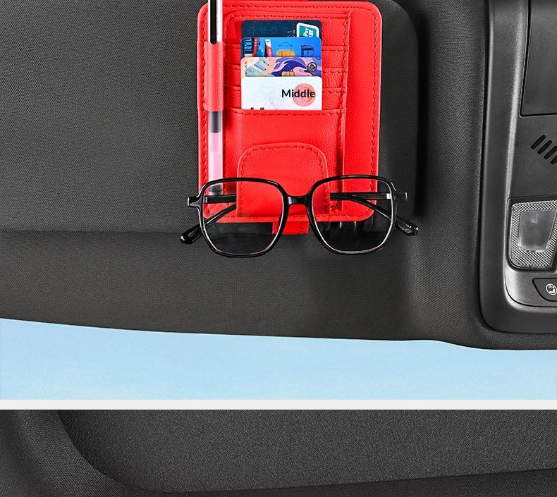 Auto-Sonnenblenden-Organizer Multifunktionaler Auto-Brillenhalter Karten-ID-Ticket-Clip Auto-Innenraum-Aufbewahrungstasche Neuer Nützlicher Auto-Zubehör – Detail 24