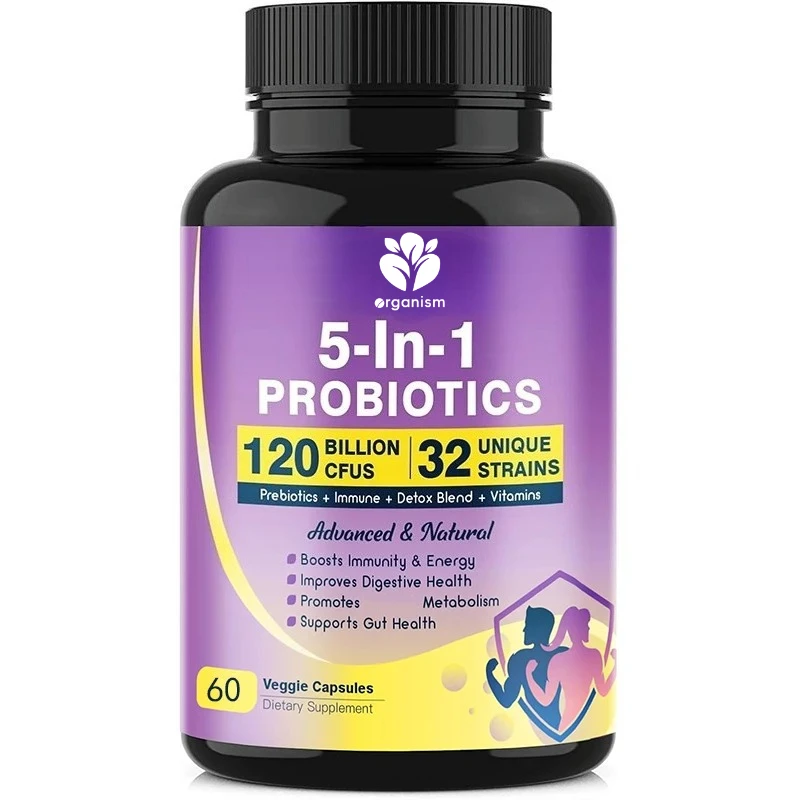 

Пробиотики -50 миллиардов типов, 15 поломок, устойчивый к выводам и пребиотики для улучшения пищеварительной медицинской добавки - 60 капсул