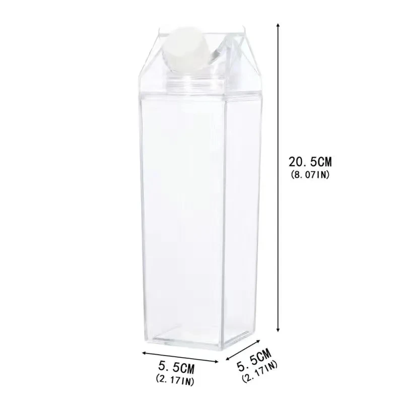 water bottle Transparent milk box water cup simple carry cup portable student square cup milk tea style sealed waterproof bottle