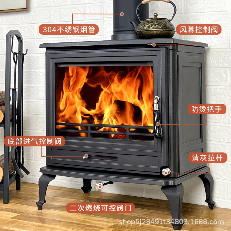 Household wood-burning fireplace heater Europe and the United States barbecue stove Villa B&B living room cast iron firewood