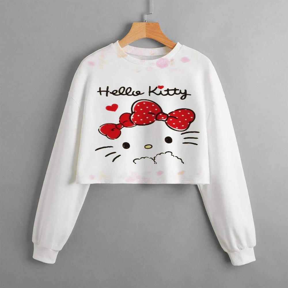 Hello Kitty MINISO Kuromi Hoodie Pattern Long sleeved Top for Children and Girls Outdoor Sports Top Sweatshirt