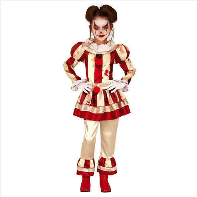 Disfraz de CyStephen King's It Clown para niños, disfraz de Pennywise, disfraz de terror para escenario de Halloween, regalo de fiesta, envío directo LM4965