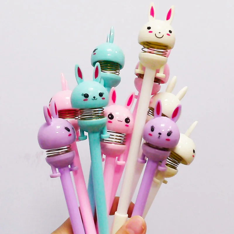 30Pcs/Lot Cartoon Shaking Head Rabbit Gel Pen Kawaii Spring Bunny Pens 0.5mm Black Ink Student Stationery Funny Pen Easter Gift