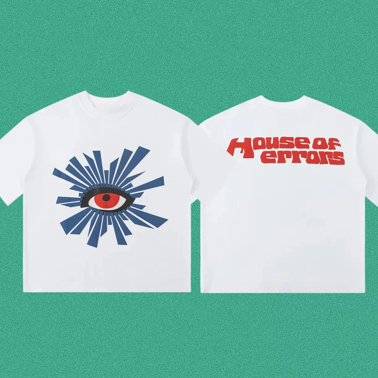 2026 Abstract Eye Graphic Double Sided Tee, Retro Distorted Letter Front Back Print, Oversized Streetwear T-Shirt for Men Women