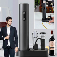 Electric Wine Opener Set with Charging Base Automatic Corkscrew with Aerator Pourer and Foil Cutter for Kitchen Bar Party Gifts