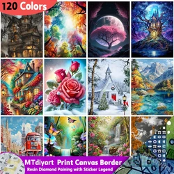Landscape 120 Colors Sticker Legend Mosaic Flower Diamond Painting Print Canvas Border City Handmade Hobby Gift Wall Decor