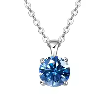 Classic Yellow Gold Cubic Zirconia Pendant 18K Silver Plated - Silver Royal Blue