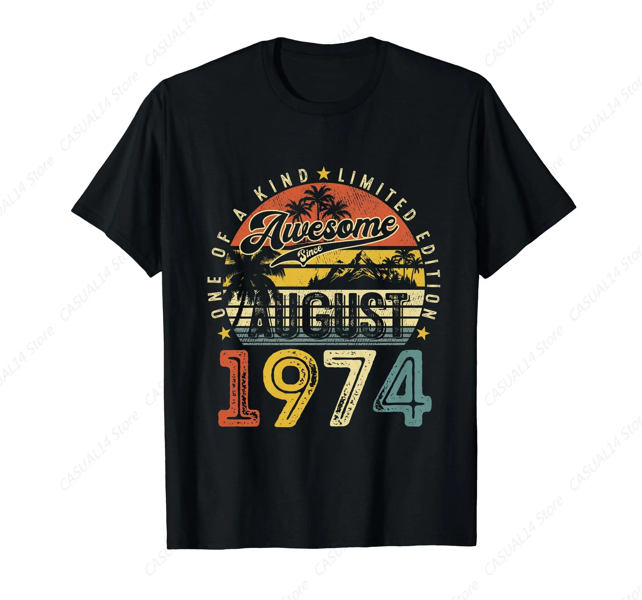 

Awesome Since August 1974 Vintage Men Women 50th Birthday T-Shirt Harajuku Men T-shirts Graphic Cotton Streetwear