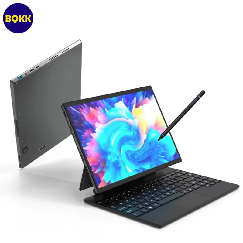 شاشة لمس 14 بوصة 2.2K Win11 12Th Gen Metal 2 في 1 مع لوحة مفاتيح مغناطيسية قابلة للفصل كمبيوتر محمول DDR4 8G/16G/32G