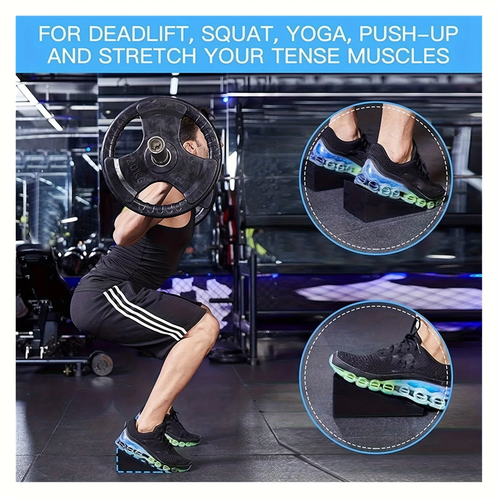 2Pcs Squat Wedge Ramp Block Yoga Triangle Slant Board Deep Leg Stretch Assist Platform Strength Training Foot Slope Pedal for Fi