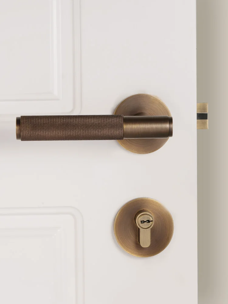 Dooroom Brass Door Lock Set Knurled  Dummy Passage Privacy Lock Bedrooms Living Rooms Bathrooms