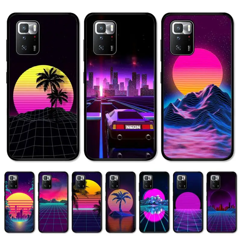 Synthwave Retro 80s Neon Phone Case for Redmi 5 6 7 8 9 A 5plus K20 4X S2 GO 6 K30 pro