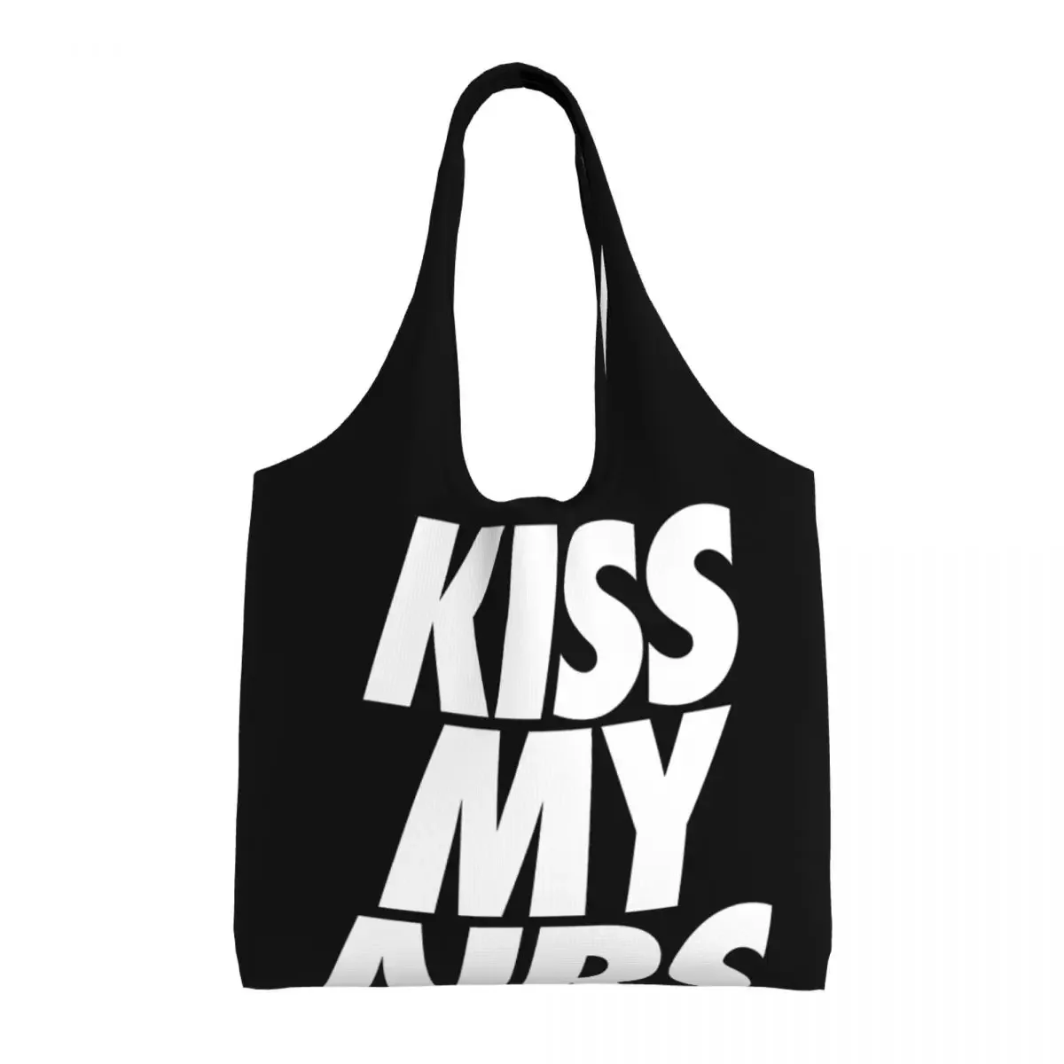 

Reusable Kiss My Airs Shopping Bag Women Canvas Shoulder Tote Bag Washable Grocery Shopper Bags Photography Hangbag