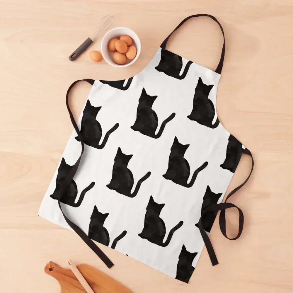 

Black watercolour cat Apron For Kitchen Women with personal logo Chef Uniform Woman Kitchen For Men Apron