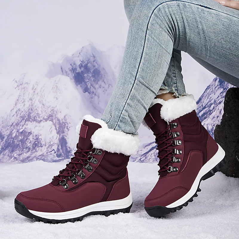 High-top Plus Velvet Women\'s Snow Boots Comfortable Non-slip Women Cotton Shoes Outdoor Waterproof Boots Warm Women Sports Shoes